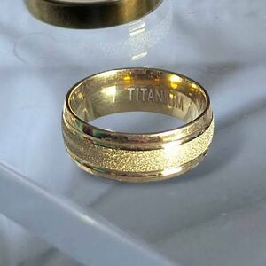 14K Gold Titanium Steel Sandblasted Wedding Ring Mens Band Various Sizes